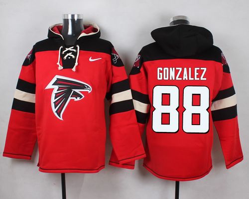 Nike Falcons #88 Tony Gonzalez Red Player Pullover NFL Hoodie - Click Image to Close